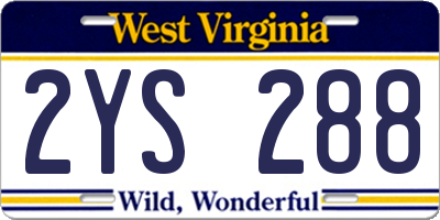 WV license plate 2YS288