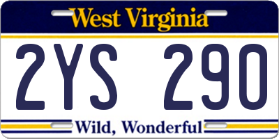 WV license plate 2YS290