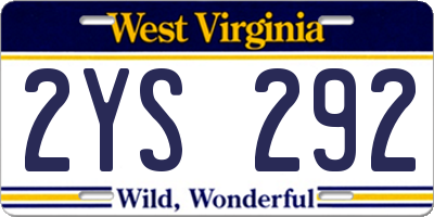 WV license plate 2YS292