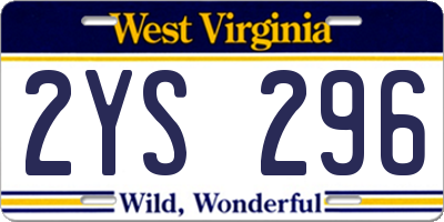 WV license plate 2YS296