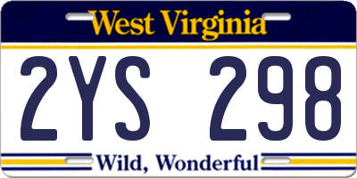 WV license plate 2YS298