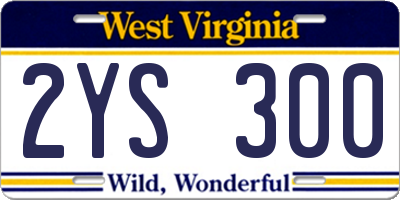 WV license plate 2YS300