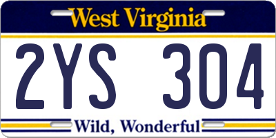 WV license plate 2YS304