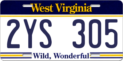 WV license plate 2YS305