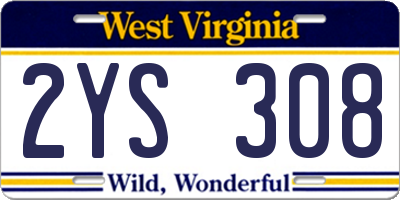 WV license plate 2YS308
