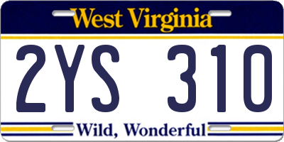 WV license plate 2YS310