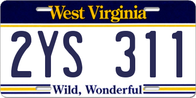 WV license plate 2YS311