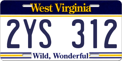WV license plate 2YS312