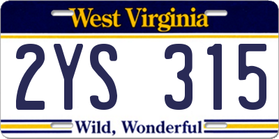 WV license plate 2YS315