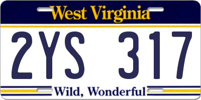 WV license plate 2YS317