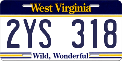 WV license plate 2YS318