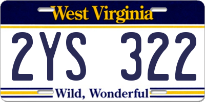 WV license plate 2YS322