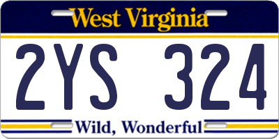 WV license plate 2YS324