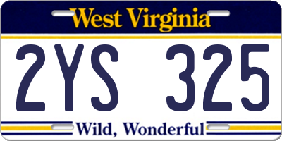 WV license plate 2YS325