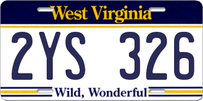 WV license plate 2YS326