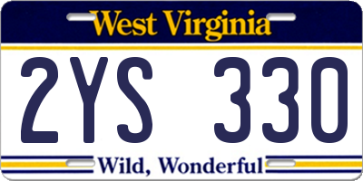WV license plate 2YS330