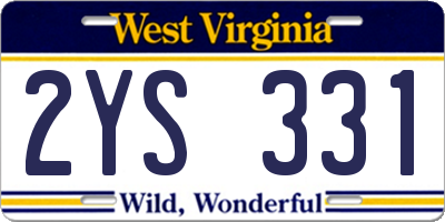 WV license plate 2YS331
