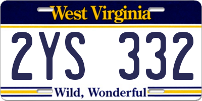 WV license plate 2YS332