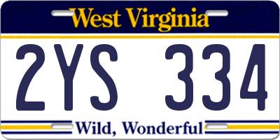 WV license plate 2YS334