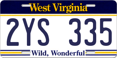 WV license plate 2YS335