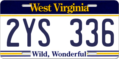 WV license plate 2YS336