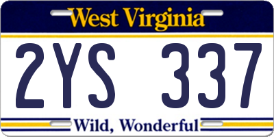 WV license plate 2YS337