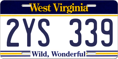 WV license plate 2YS339