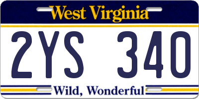 WV license plate 2YS340