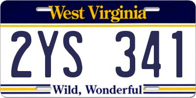 WV license plate 2YS341