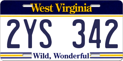 WV license plate 2YS342