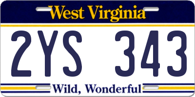 WV license plate 2YS343