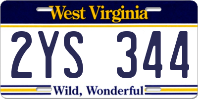 WV license plate 2YS344