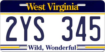 WV license plate 2YS345