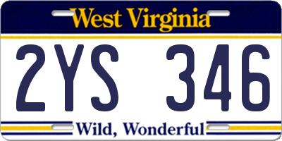 WV license plate 2YS346