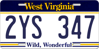 WV license plate 2YS347