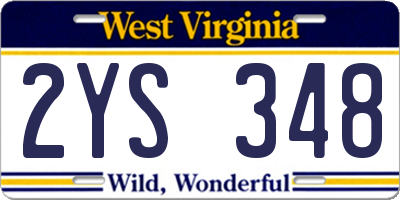 WV license plate 2YS348