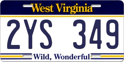 WV license plate 2YS349
