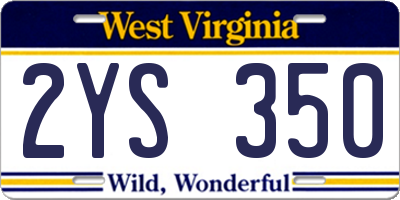 WV license plate 2YS350