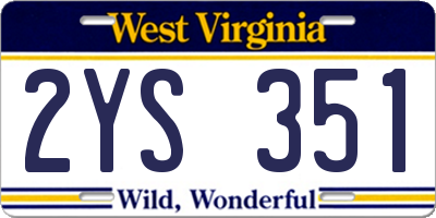 WV license plate 2YS351