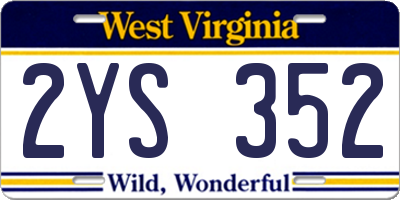 WV license plate 2YS352