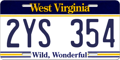 WV license plate 2YS354