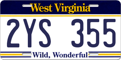 WV license plate 2YS355