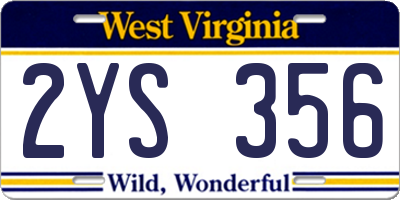 WV license plate 2YS356