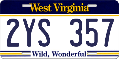 WV license plate 2YS357