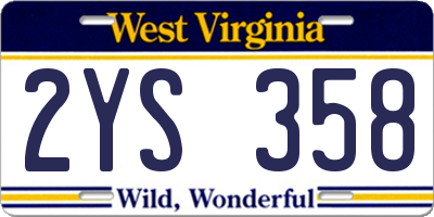 WV license plate 2YS358