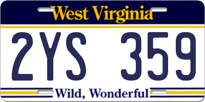 WV license plate 2YS359