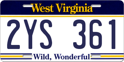 WV license plate 2YS361