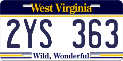 WV license plate 2YS363
