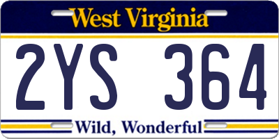 WV license plate 2YS364