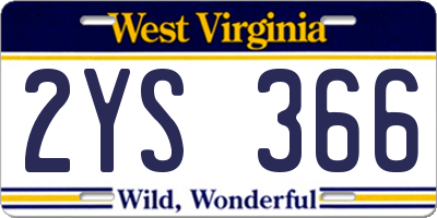 WV license plate 2YS366